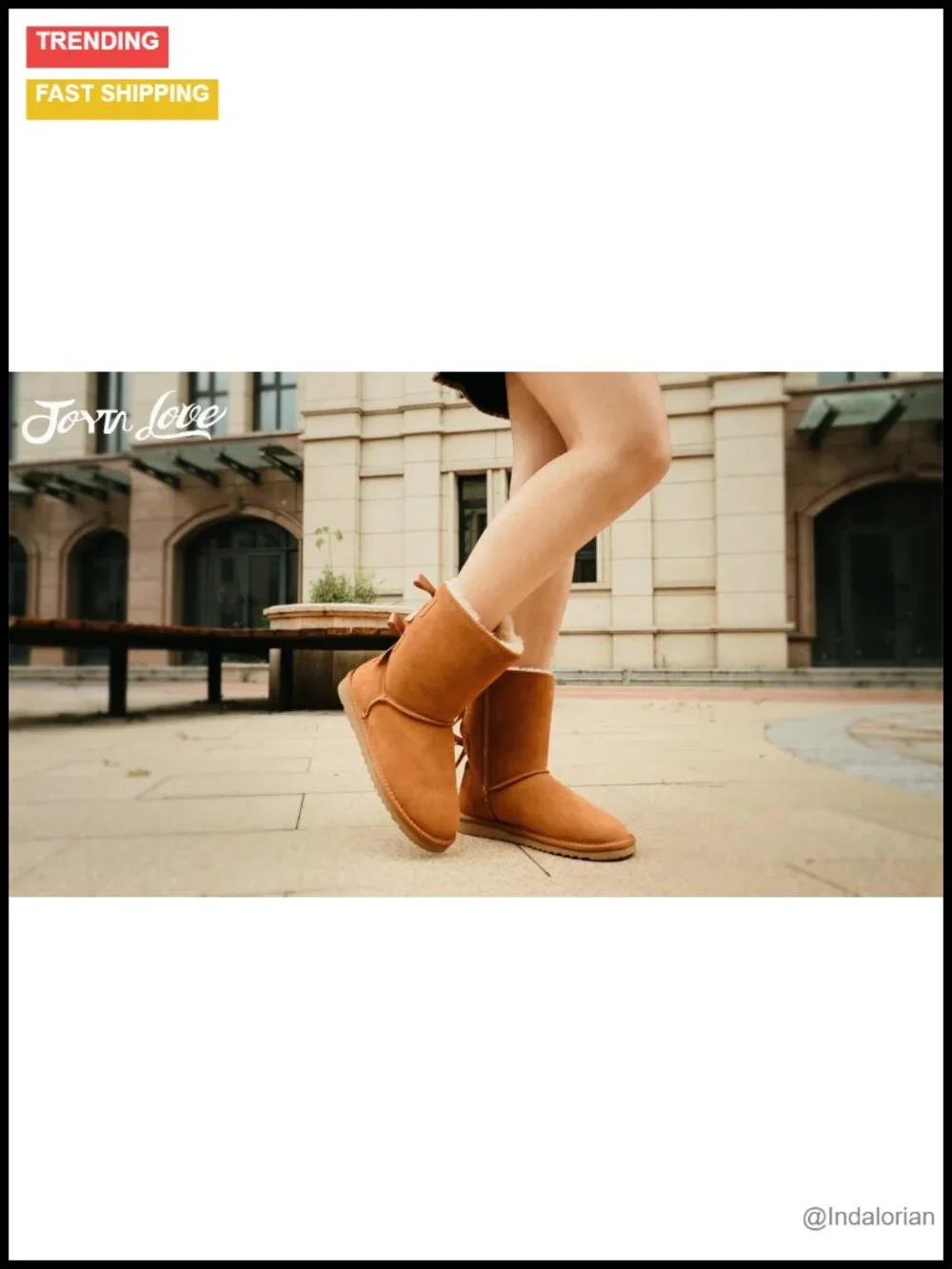 Mid-Calf Snow Boots with Bow, Faux Fur Lining, Memory Foam Sole